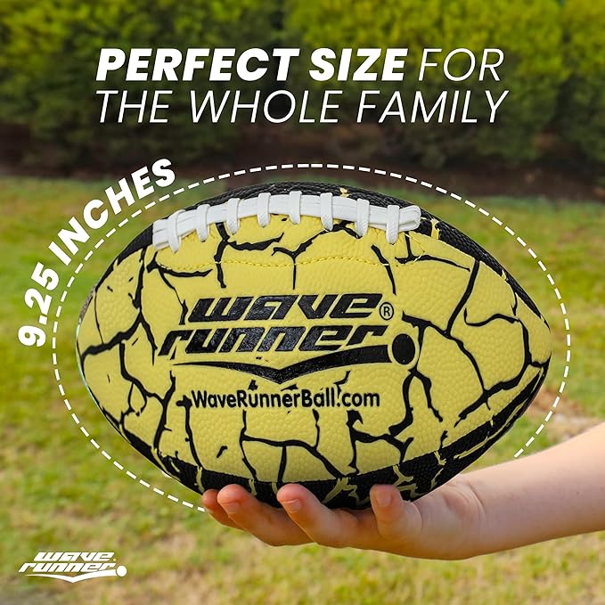 Wave Runner Grip It Waterproof Junior Size Football, 9.25 Size, Durable & Double Laced, Perfect for Beach Accessories, Kids Games, Pool Toys, Outdoor Games, All-Weather Indoor & Outdoor Play