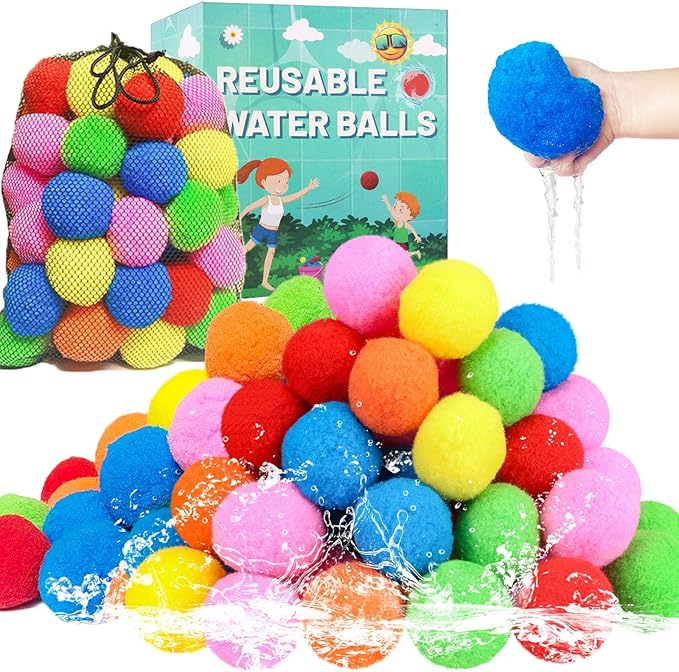 90 Pcs Reusable Water Balls, Reusable Water Balloons for Outdoor Toys and Games, Water Toys for Kids and Adults Boys and Girls - Summer Balls for Pool and Backyard Fun