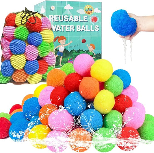 90 Pcs Reusable Water Balls, Reusable Water Balloons for Outdoor Toys and Games, Water Toys for Kids and Adults Boys and Girls - Summer Balls for Pool and Backyard Fun