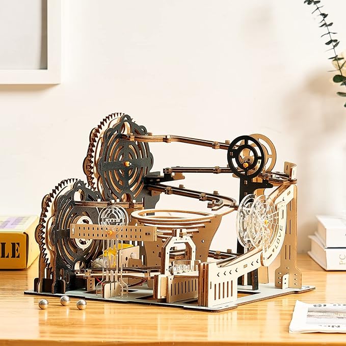 3D Wooden Puzzles Marble Run Set - Mechanical Model Kits with Motor, Brainteaser and Puzzle for Christmas/Birthday,Gifts for Adults and Teens to Build Combination