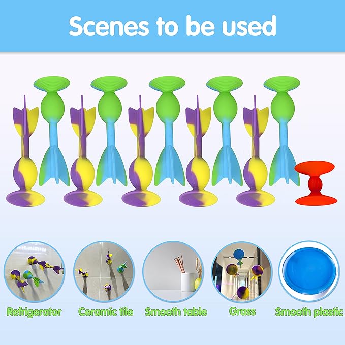 4.7 "Large Size 10 Pack Silicone Suction Colorful Darts with 1 Bullseye Sucker Sports Throwing Game Toy Set, Outdoor Indoor Game Sports