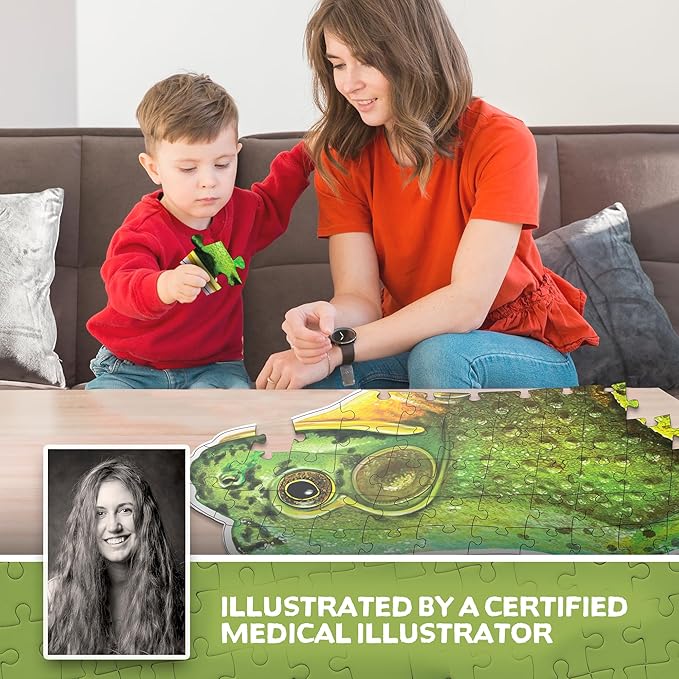 Bullfrog Animal Anatomy Floor Puzzle | 100-Piece Double Sided Jigsaw Puzzle | Large-Sized, Over 4 Feet Scientifically Accurate Illustration of Frog - Fun and Educational Toy for Kids, Toddlers