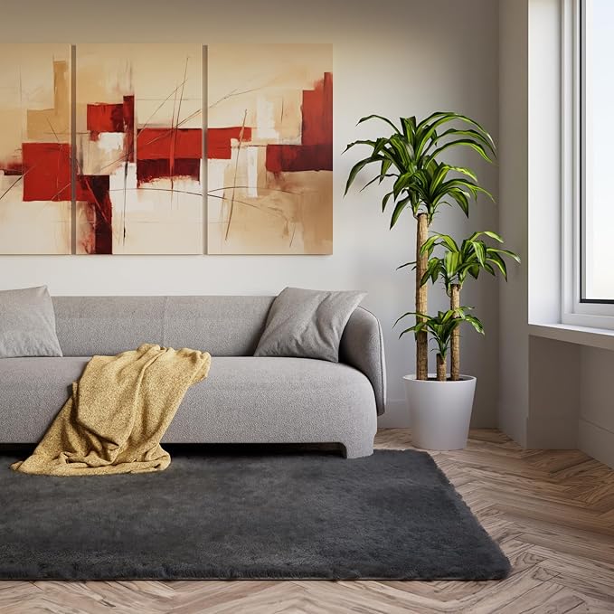 Ophanie 5x8 Area Rug, Grey Rugs for Living Room Fluffy Shag Large Fuzzy Plush Soft Rug, Gray Shaggy Carpets for Bedroom, Kids Boys Girls Dorm Nursery Home Decor Aesthetic