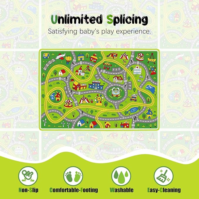 Kids Carpet Car Rug Play Mat, 4x6 Ft Classroom Carpet, Soft Floor Mats for Kids, Learning Area Rug for Kids, Non Slip Road Rug for Toddlers