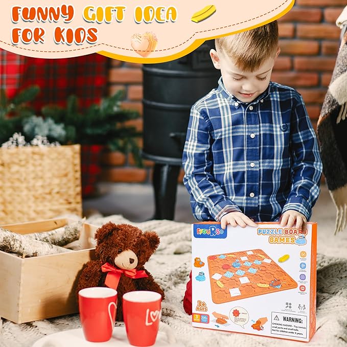 Road Builder Kids Logic Toys: Large Puzzle STEM Board Games, Educational Montessori Toys Birthday Gifts for Age 4-8 Year Old (Orange)