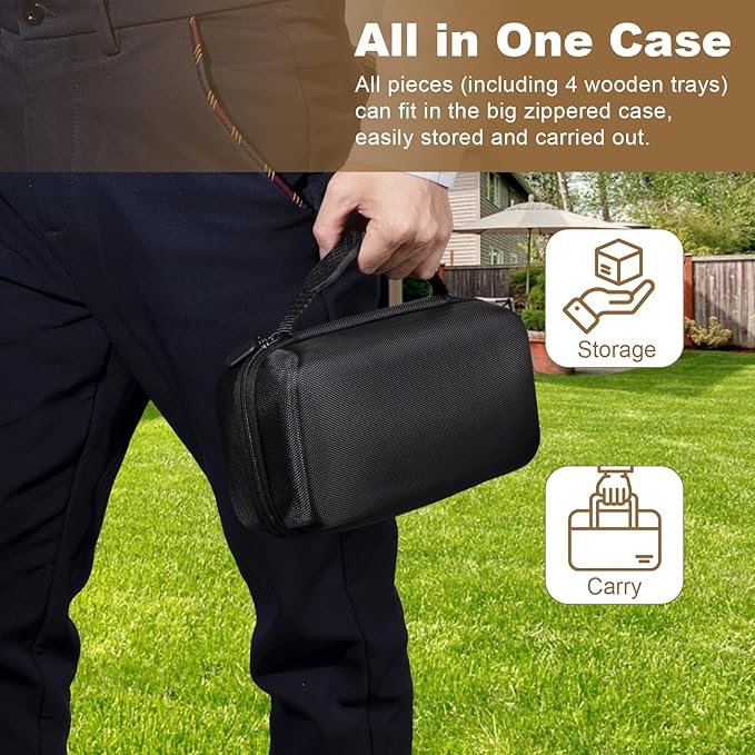 Dominoes Set for Adults, 28 Tiles with 4 Wooden Racks/Trays, Portable Double 6 Domino Game Set, Classic Board Game for Family Fun