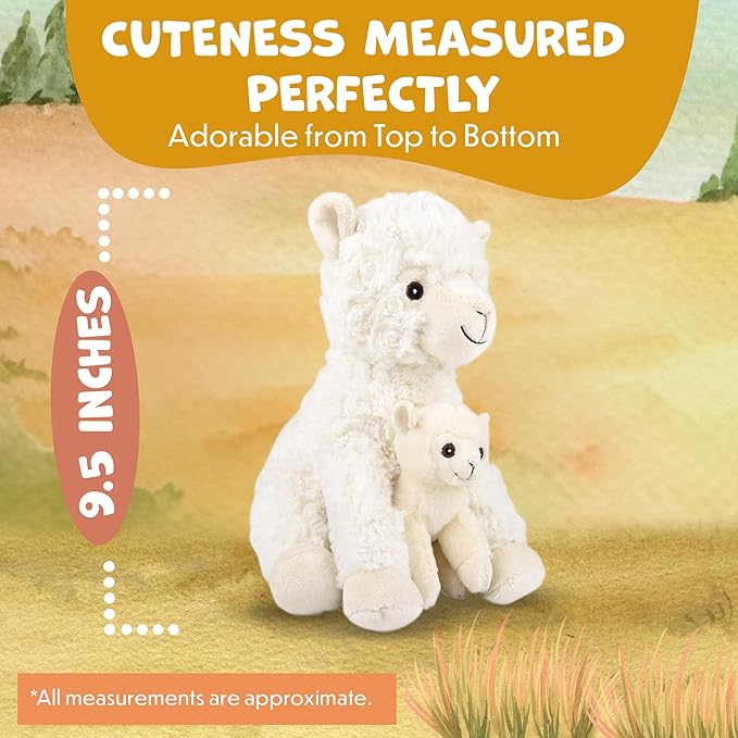 Mom and Baby Stuffed Animals for Boys & Girls, Safari Baby Shower Decorations, Nursery Decor, Zoo Animals for Toddlers, Quality Realistic Toys for Kids, Cute, Soft, Huggable, Squeezable (9.5" Llama)