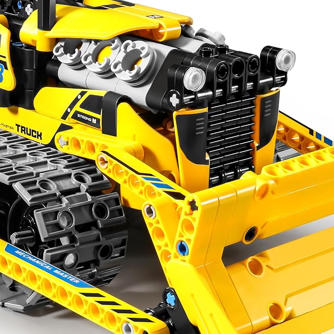 STEM Car Toy Building Block Take Apart Toy, 3in1 Crawler Bulldozer, APP Programming Remote Control, 452 Pcs DIY Building Kit, Learning Engineering Construction R/C Toys