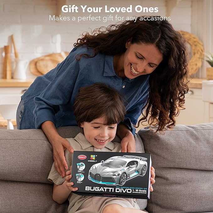 MIEBELY Remote Control Car, Bugatti Divo Rc Cars 12Km/h, 2.4Ghz Licensed Model Car 7.4V Toy Car Headlight for Adults Boys Girls Age 6-12 Years Birthday Ideas Gift