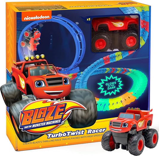Blaze and The Monster Machine Race Track Set - 117-Piece STEM Playset with Flexible Glow Tracks - Official Nickelodeon Toys for Kids Ages 3 to 8 - Birthday Gifts for Boys & Girls by JitteryGit