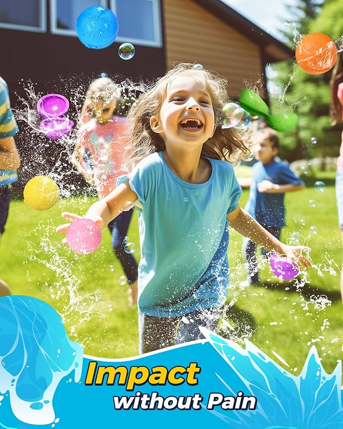 SOPPYCID Reusable Water Bomb balloons, Summer Toy Water Toy for Boys and Girls, Pool Beach Toys for Kids ages 3-12, Outdoor Activities Water Games Toys Self Sealing Water Splash Ball for Fun(4Pack)