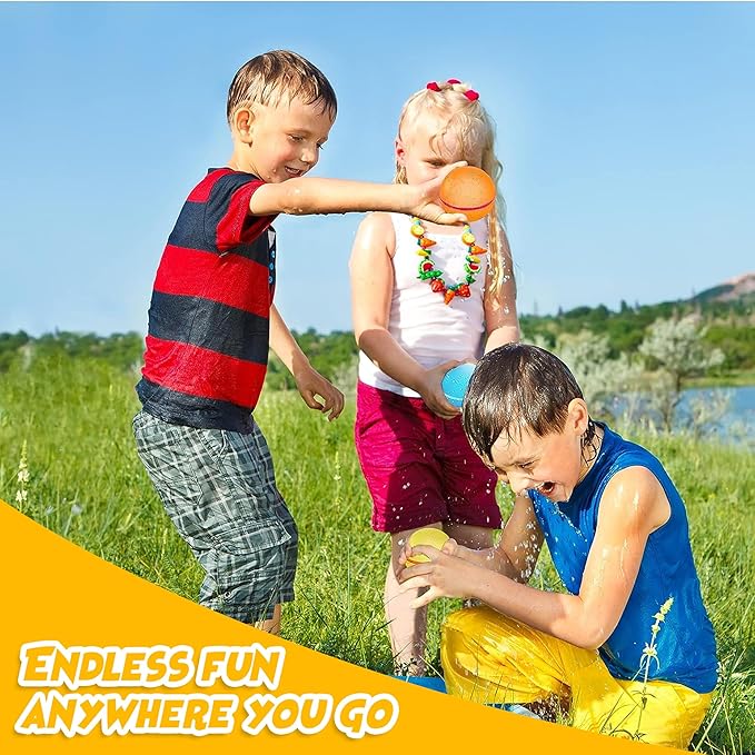 Reusable Water Balloons for Kids – 16 Pack | Quick-Fill, Refillable Water Balloons for Endless Summer Fun | Soft, Durable Magnetic Water Balloons for Outdoor Activities & Backyard Water Fights