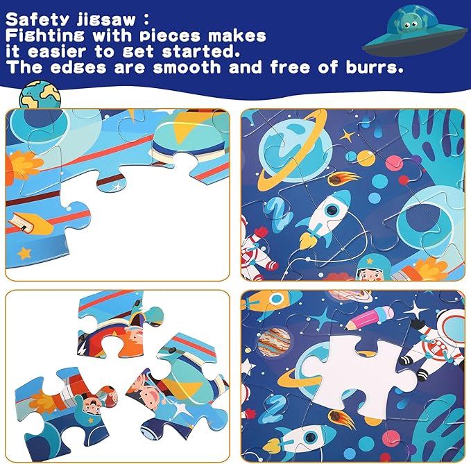 Floor Puzzle Suitable for Children Aged 3-10, Unique Large Irregular Animal Shaped Art Puzzle Suitable for Boys and Girls 36 Pieces Toys As Gifts for Children (Planet)