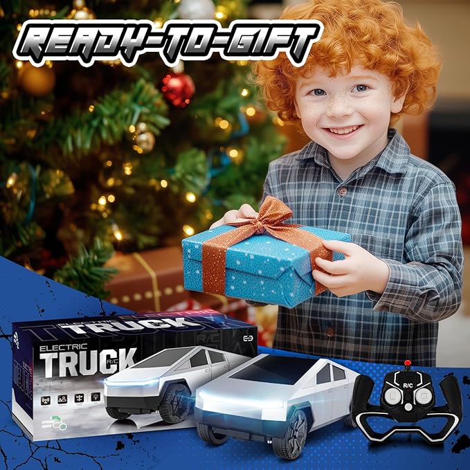 Remote Control Car, 1:24 RC Cars Scale All Terrain Electric Vehicle, LED Lights Car Toys Monster Trucks, Brithday Gift for Boys Girls & Adults