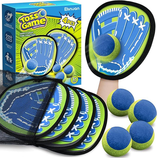 4 Packs Catch Ball Game Set, Baseball Training Glove, Outdoor Toys, Summer Pool Beach Yard Backyard Camping Sports Play Toy Games for Toddlers Kids Teens Adults Family Game, Fun Ideal Gifts
