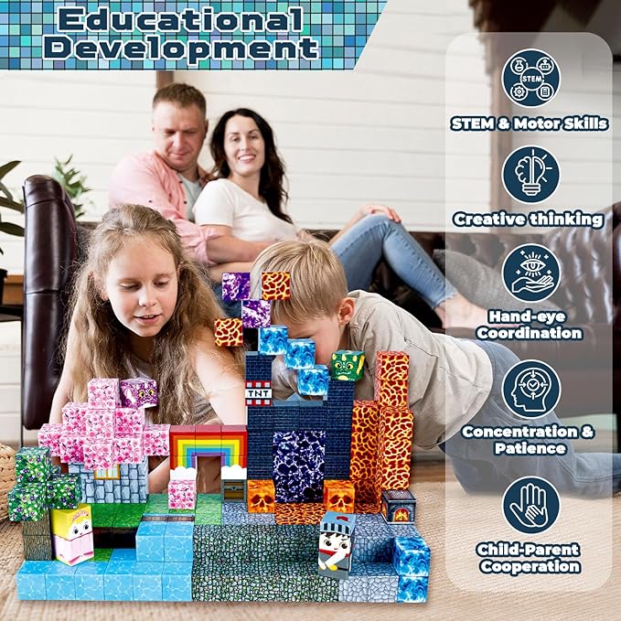 Magnetic Blocks - 150 PCS Build Dark Swordsman's Forest Castle - Magnetic Toys for Montessori Toddler Christmas Birthday Gifts - STEM Sensory Toys for 3 4 5 6 7 8 9 10 Year Old Boys & Girls