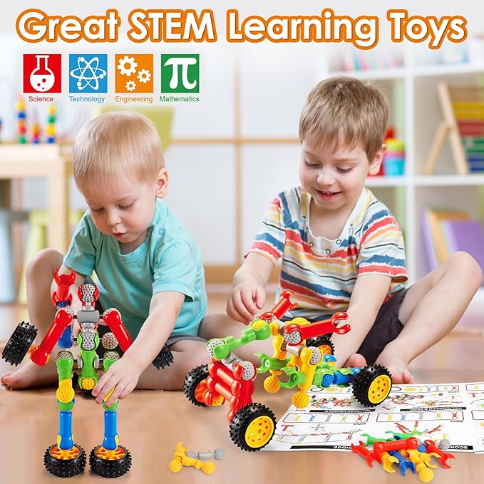 MOONTOY STEM Toys for 3 4 5 6 7 8+ Year Old Boy Girl Birthday Gift, 110 Pcs Stem Kits Blocks Building Toys for Kids Ages 4-8 3-5 5-7 4-6 6-8 Erector Set Educational Construction Creative Games