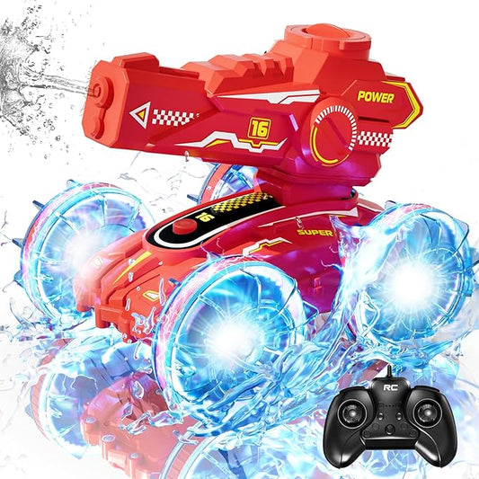 4-in-1 Remote Control Boat with Water Gun, Amphibious RC Cars for Kids, Water & Land RC Tank, Pool Toys for Boys and Girls, Summer Outdoor Play Toy for 3-12 Years Old Kids