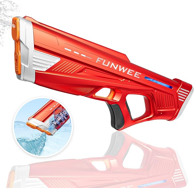 Electric Water Gun for Adults Kids, Powerful Automatic Squirt Gun, High Powered Shooting 100+ Blasts, Strongest Auto Water Blaster, Long Range, Pool Outdoor Water Toy Game(Red)