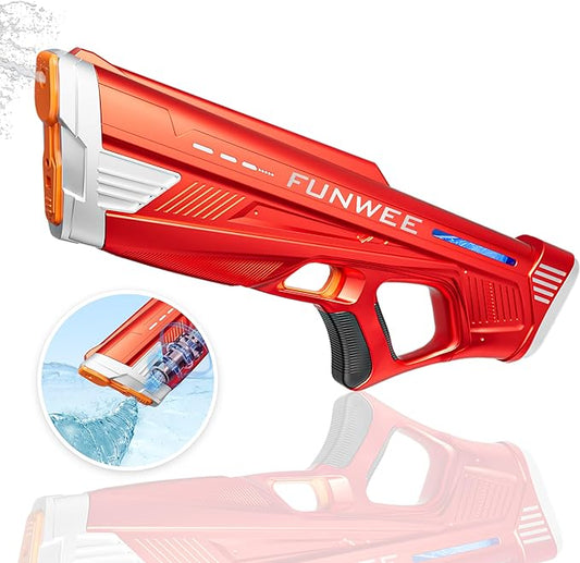 Electric Water Gun for Adults Kids, Powerful Automatic Squirt Gun, High Powered Shooting 100+ Blasts, Strongest Auto Water Blaster, Long Range, Pool Outdoor Water Toy Game(Red)