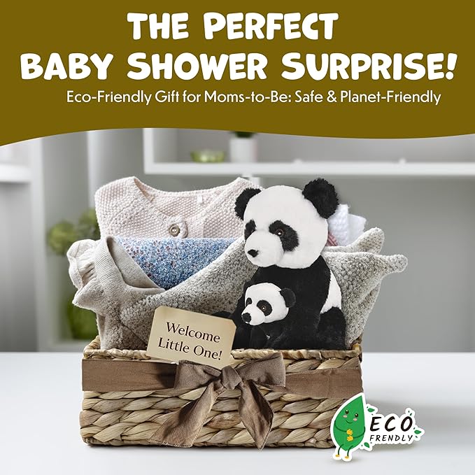 Mom and Baby Stuffed Animals for Boys & Girls, Safari Baby Shower Decorations, Nursery Decor, Zoo Animals for Toddlers, Quality Realistic Toys for Kids, Cute, Soft, Huggable, Squeezable (9.5" Panda)