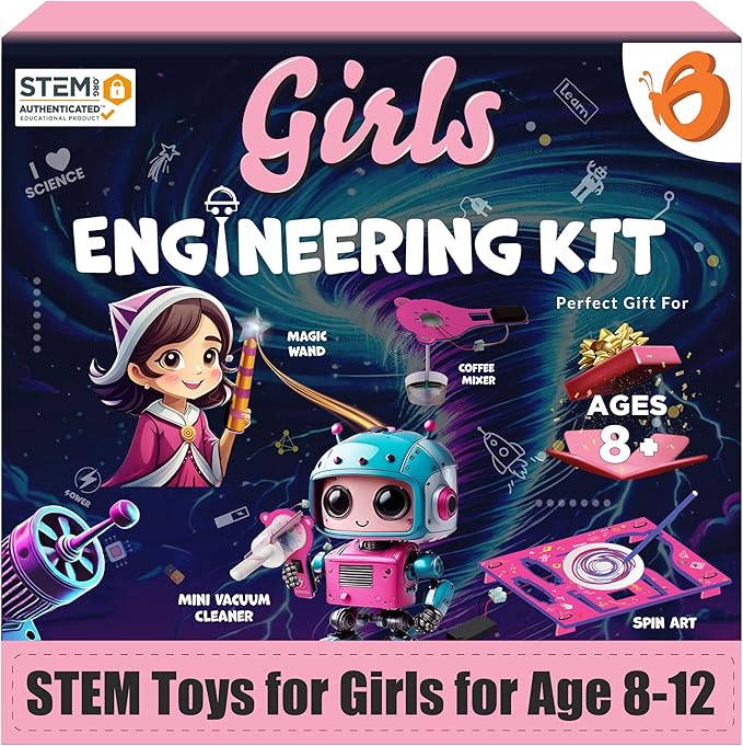 ButterflyEdufields 100+ STEM Projects | Girls Mini Engineering Kit for Ages 8 10 12 15 Years | Ultimate DIY Science Experiments for Kids | Educational Engineering Toys Best Birthday Gift idea