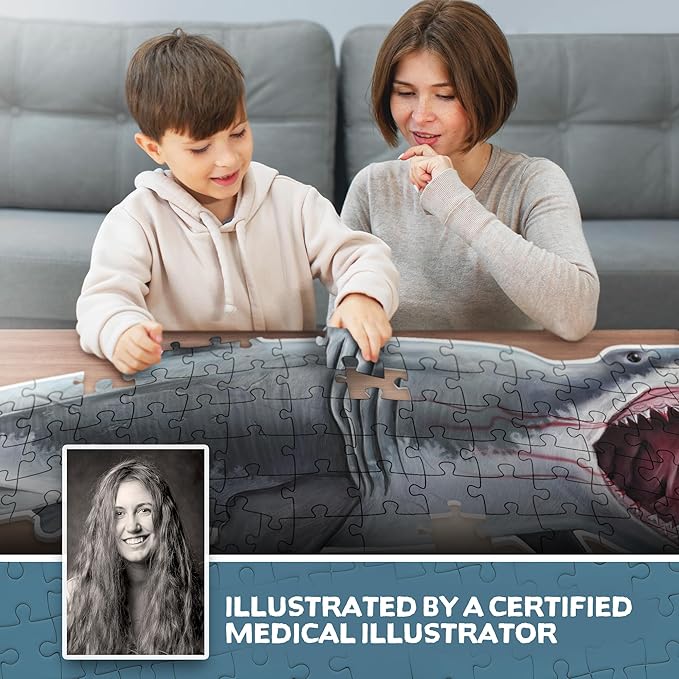 Shark Animal Anatomy Floor Puzzle | 100-Piece Double Sided Jigsaw Puzzle | Large Floor Puzzles for Kids Ages 4-8, 3-5, 8-10 | Fun and Educational Toy for Kids, Toddlers and Families