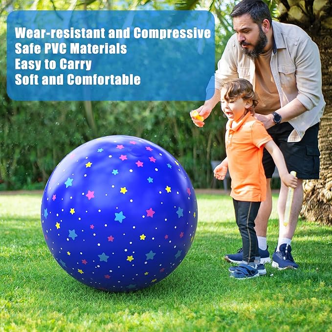 Blue Beach Ball 24 Inches - Exciting Pool and Beach Toy for All Ages, Large Inflatable Beach Ball Ideal for Summer Water Activities and Hawaiian Parties Bulk Beach Balls
