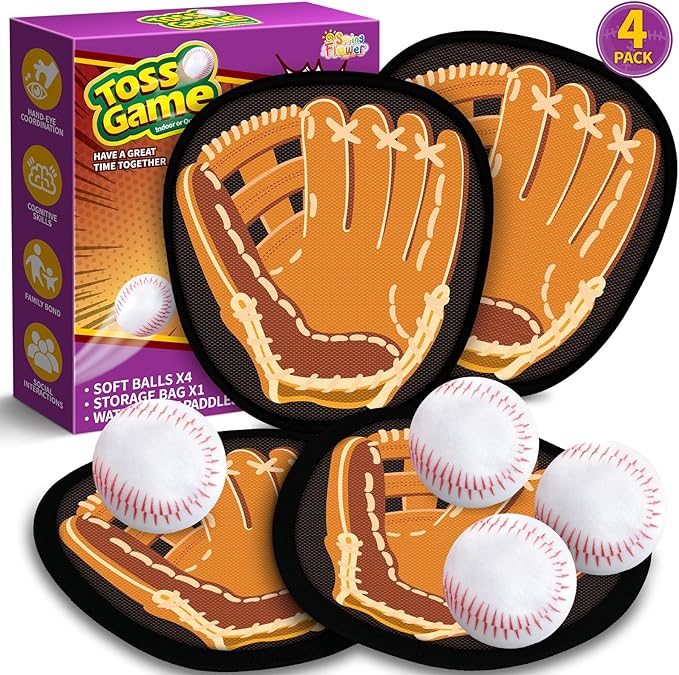SpringFlower Catch and Toss Game, Outdoor Sport Game Toy for Toddlers Kids, Stick Ball Catch Game Set Toy Gifts for Boys & Girls,Kids Baseball Beach Outdoor Indoor Pool Game