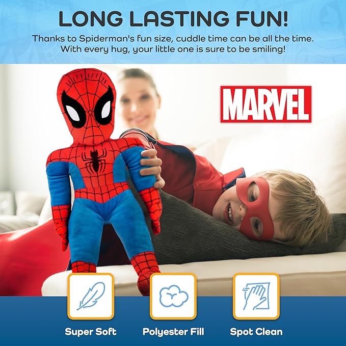 Jay Franco Marvel Super Hero Adventures Toddler Spiderman Plush Stuffed Pillow Buddy - Super Soft Polyester Microfiber, 20 inch (Official Marvel Product)