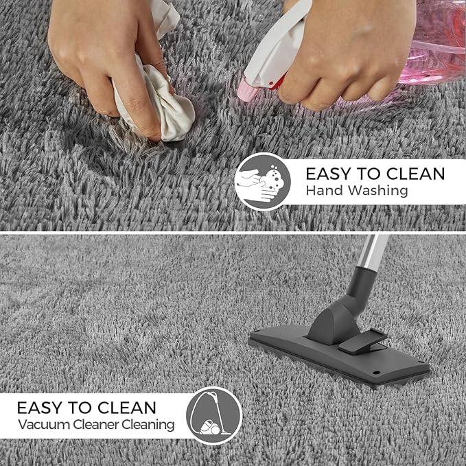 5X8 Ultra Soft Rug for Living Room, Fluffy Shag Area Rug for Bedroom, Modern Shaggy Carpets Fuzzy Rug for Teens Dorm Nursery Home Decor Aesthetic, Upgrade Anti-Skid Durable, Grey