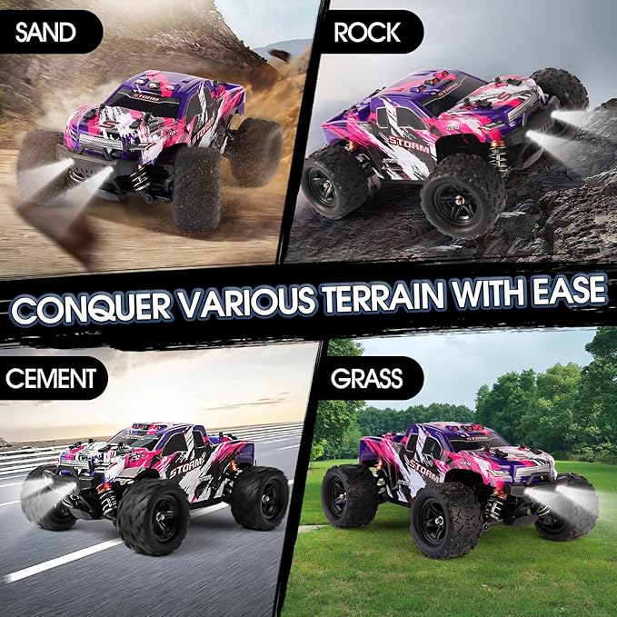 1:18 Scale RC Cars for Adults and Boys, 40KM/H Fast RC Cars 2.4Ghz Remote Control Car, 4X4 Off-Road Waterproof Monster RC Truck, Remote Control Truck with 2 Rechargeable Batteries and 2 Shells