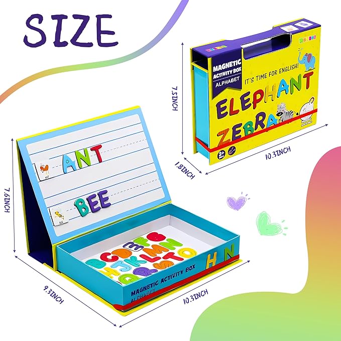 Magnetic Puzzles for Kids Ages 4-8 - 76 PC Educational Alphabet & Animal Magnetic Book, Dress-Up Toddler Learning Activities, Travel-Friendly STEM Toy, Fun Jigsaw Fridge Magnets for Toddlers 1-3 3-12