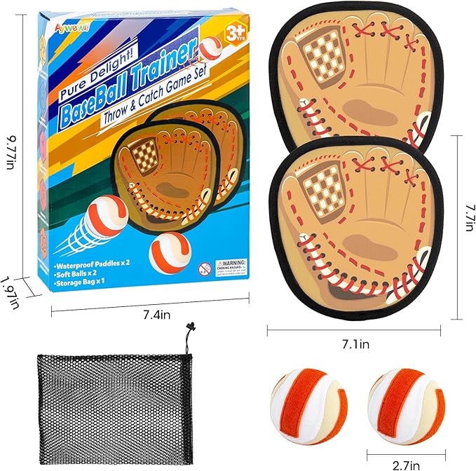 Aywewii Toss and Catch Ball Game Toddler Kids Beginner Baseball Training Glove Beach Pool Yard Outdoor Toys for 3 4 5 6 7 Year Old Boys Girls Toys Birthday Gifts Easter Basket Stuffers