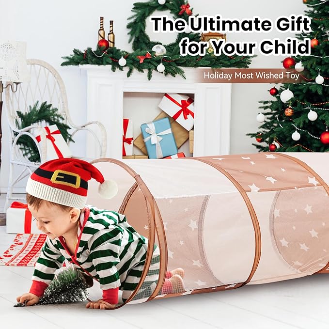 Kids Play Tunnel for Toddlers Crawling: Pop Up Tunnel Tent for Indoor and Outdoor - Collapsible Tunnel Toy for 1-3 Year Old Babies or Pets with Mesh - Ideal for Boys and Girls