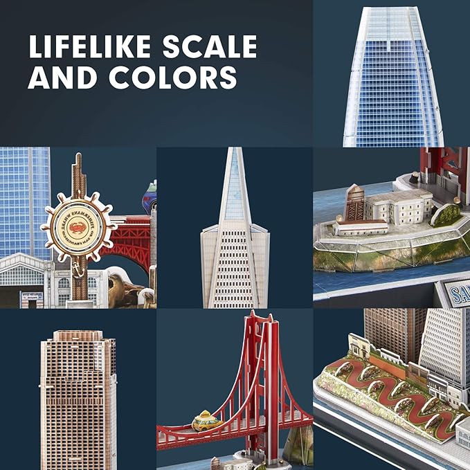CubicFun 3D Puzzles for Kids Ages 8-10 LED San Francisco Cityline, Arts and Crafts for Kids Ages 8-12 STEM Projects for Kids Ages 8-12 Gifts for 8 Year Old Toys for 8 Year Old Girls Architecture