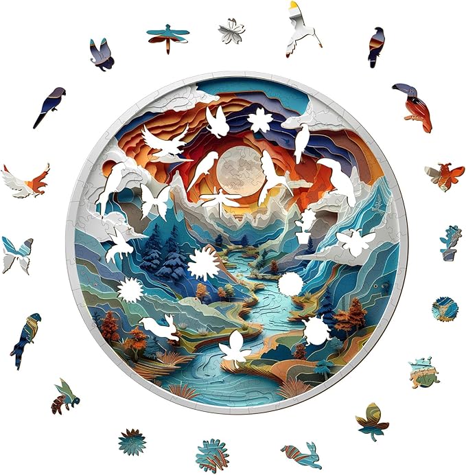 Wooden Puzzles for Adults, 3D Vision Inside Cave (S-100pcs) Wooden Jigsaw Puzzles Kids, Unique Shaped Animal Wood Puzzles Adults, Wood Animal Puzzles for Birthday Gifts Family Games 8.5*8.5in