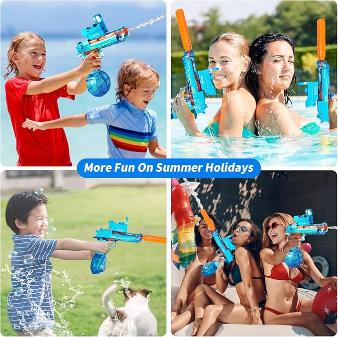 Electric Water Gun, Water Guns for Adults and Kids, Automatic High Power 500ml Squirt Guns, Long Range Water Gun Summer Water Toys for Boys Girls Pool Party Beach Outdoor (Blue)