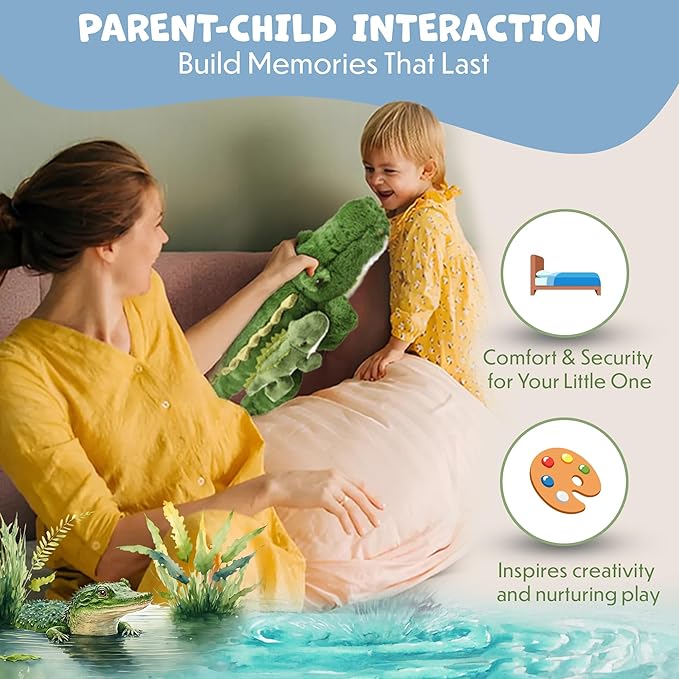 Mom and Baby Stuffed Animals for Boys & Girls, Safari Baby Shower Decorations, Nursery Decor, Zoo Animals for Toddlers, Quality Realistic Toy for Kids, Cute, Soft, Huggable, Squeezable (23" Alligator)