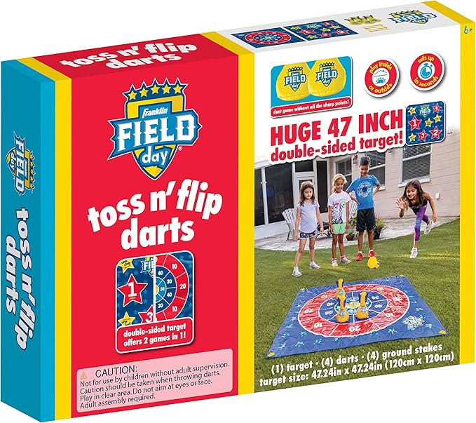 Franklin Sports Toss N' Flip Darts - Indoor and Outdoor Darts Game for Kids - Yard Toss Game with Inflatable Darts Red/Blue