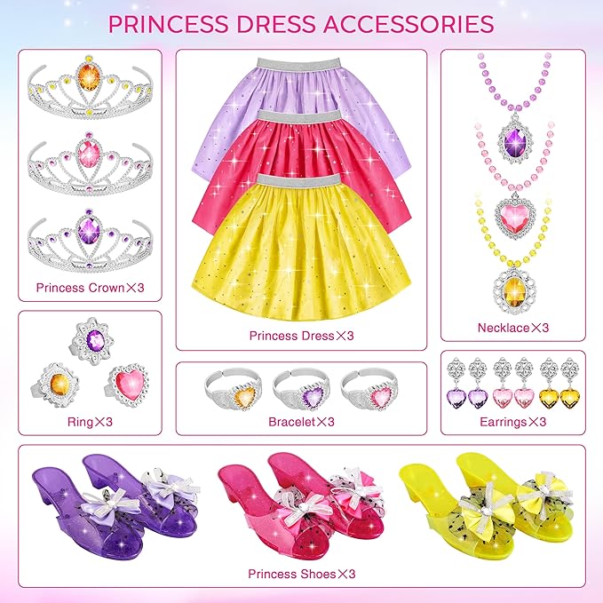 Princess Dress Up Toys & Jewelry Boutique,Girl Role Play Gifts,Kids Toys for 3-6 Years Girl Toddler B-Day Party Favors