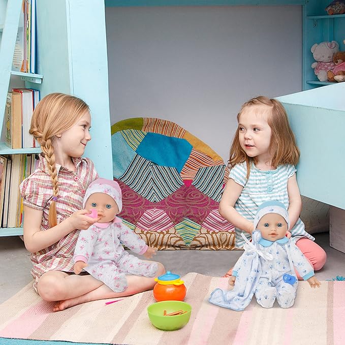 Gift Boutique - Soft Body Twin Baby Dolls for Toddlers in Gift Box, 12 Inch Baby Doll with Pacifier, Baby Girl Doll and Baby Boy Doll