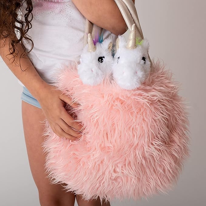 Perfectto Design Unicorn Toy for Girls Age 3-10; 4 PCS Set - Mommy and Baby Stuffed Animals, Bag and a Doll Blanket. Unicorn Gift for 3-8 Year Old Birthdays and Christmas