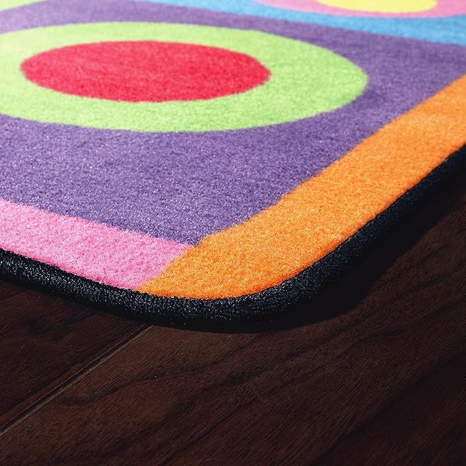Flagship Carpets Multi Silly Circles Colorful Abstract Children's Classroom Area Rug for Kids Room Seating Décor, Play Carpet for Teaching and Playing, (Seats 30), 7'6" x 12', Rectangle