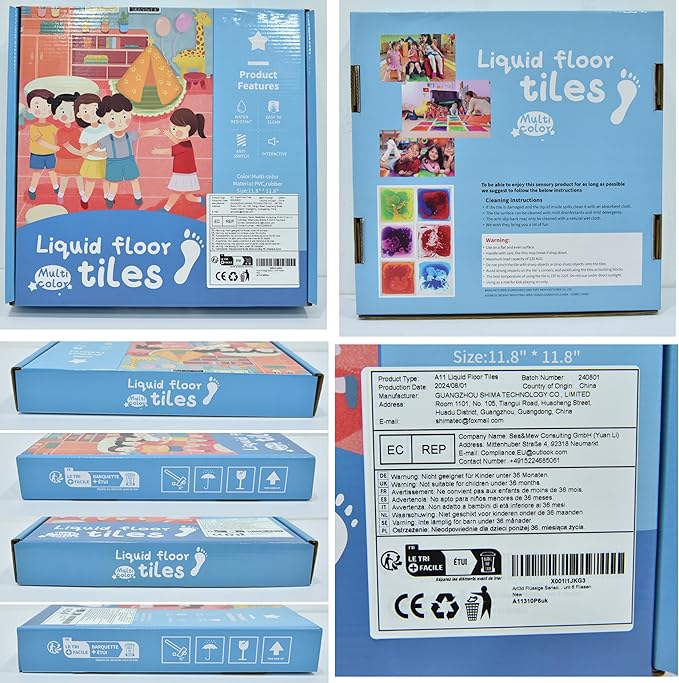 Art3d 9PCS Round Sensory Floor Tiles for Kids, Toddlers and Children, Colorful Liquid Sensory Activity Mat for Active Play and Decorative