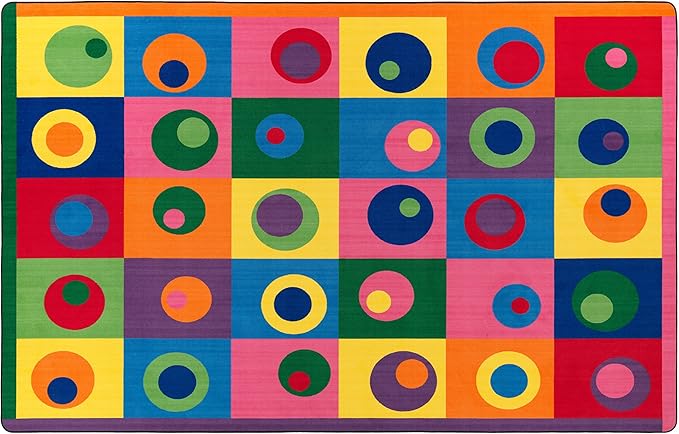 Flagship Carpets Multi Silly Circles Colorful Abstract Children's Classroom Area Rug for Kids Room Seating Décor, Play Carpet for Teaching and Playing, (Seats 30), 7'6" x 12', Rectangle