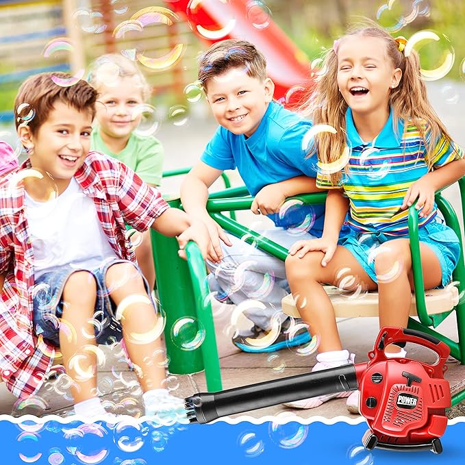 Bubble Leaf Blower for Toddlers - Upgrade Kids Bubble Machine with Gardening Tool Set Toy Leaf Blower, 2 in 1 with Extra Bubble Blower Kit Outdoor Summer Hoilday Party Toys for Boys Girls Age 3 4 5+