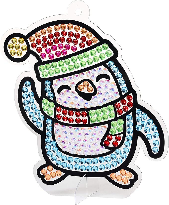Creativity for Kids Big Gem Diamond Painting Kit: Holiday Stickers and Suncatchers - Diamond Painting Kits and Christmas Gifts, Christmas Crafts for Girls and Boys, Kids Gifts for Ages 6-8+