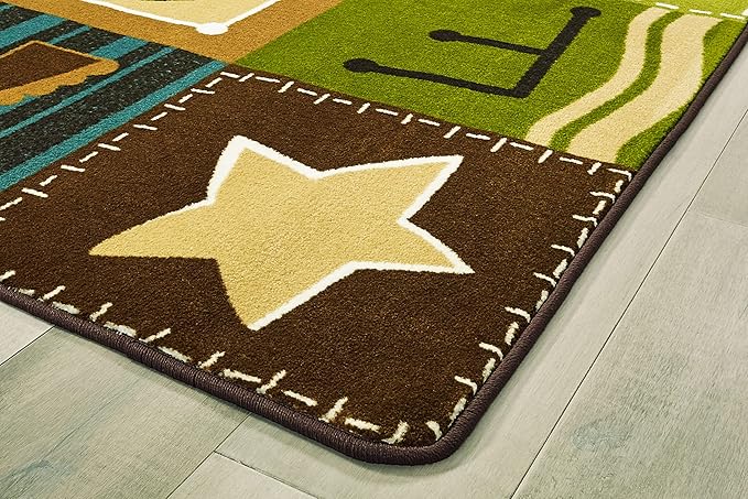 Carpets for Kids 11724 KIDSoft Alphabet Blocks Literacy Classroom Seating Rug 4ft x 6ft Rectangle Brown