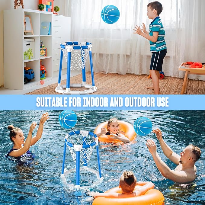Pool Basketball Hoop Pool Games Pool Toys with 2 Basketballs Floating Basketball Hoop for Pool for Kids & Adults Indoor Outdoor Pool Games